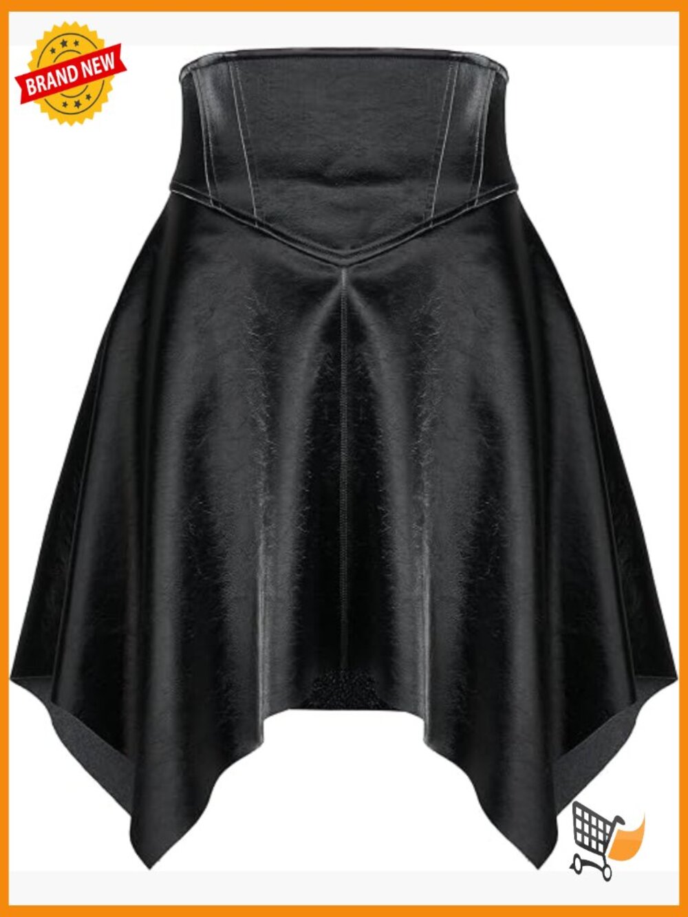 High Waisted Faux Leather Skater A-Line Rave Skirt Punk Y2K Mini